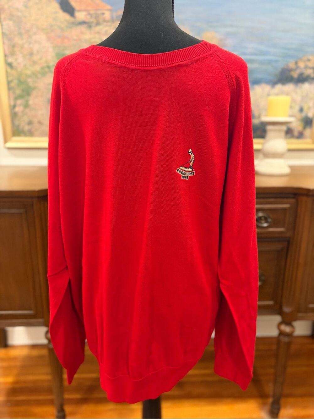 Vintage Fairway & Greene Red Crewneck Sweater with Chest Logo w/ Pinehurst